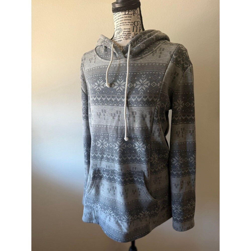 Fitheals Gray Fair Isle Snowflake Hoodie